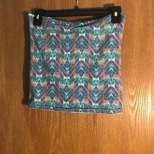 Aerie tube top with blue and pink print